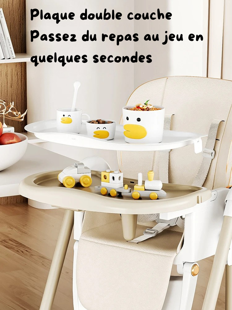 Chaise Haute Bébé 2-en-1 avec Mode Bercante - Confort et Liberté de 6 Mois à 3 Ans