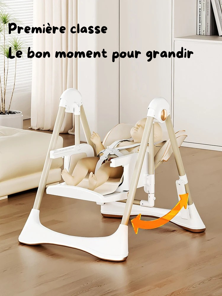 Chaise Haute Bébé 2-en-1 avec Mode Bercante - Confort et Liberté de 6 Mois à 3 Ans