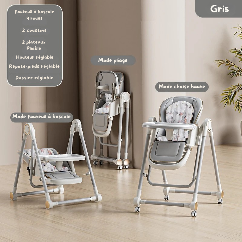 Chaise Haute Bébé 3-en-1 Évolutive : Le Siège Ultime de 0 à 6 Ans