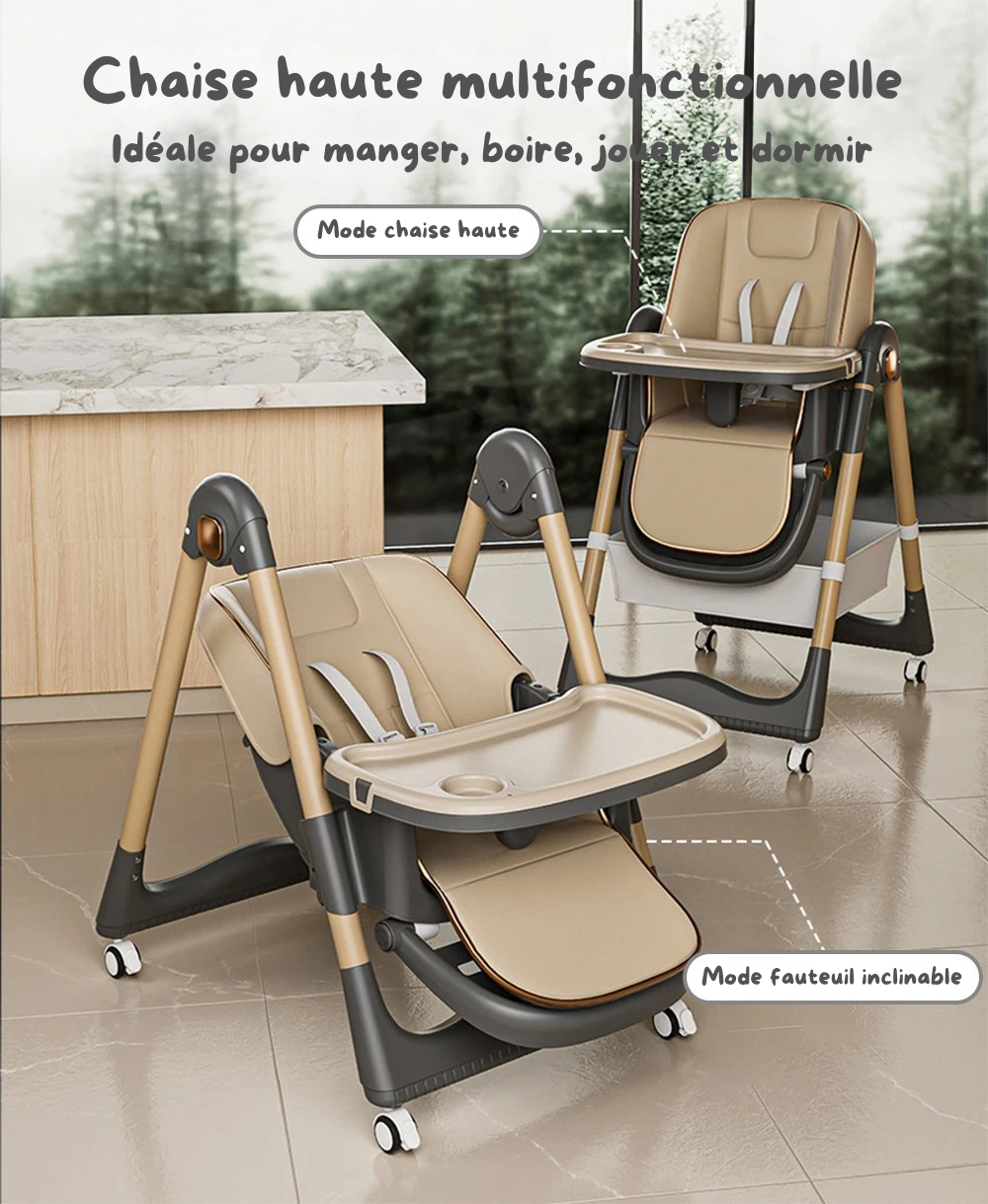 Chaise Haute Bébé Évolutive 8 en 1 : Sécurité, Confort et Polyvalence Ultimes
