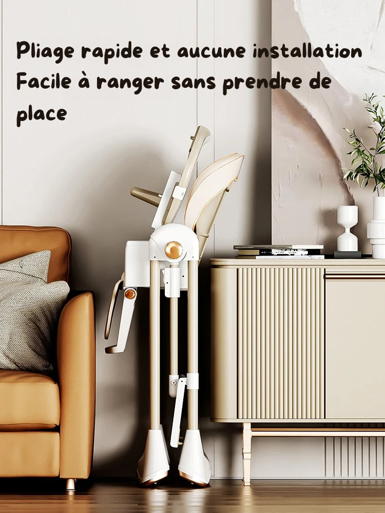 Chaise Haute Bébé 2-en-1 avec Mode Bercante - Confort et Liberté de 6 Mois à 3 Ans