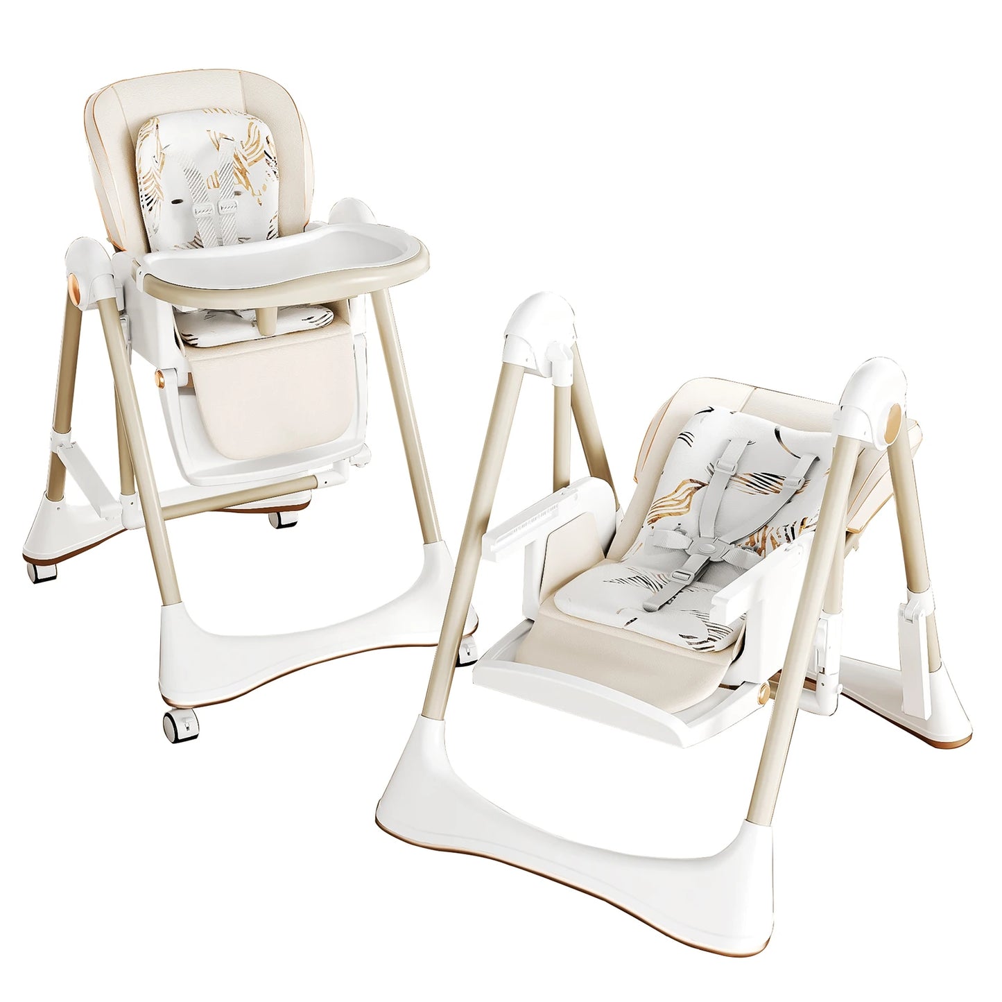 Chaise Haute Bébé 2-en-1 avec Mode Bercante - Confort et Liberté de 6 Mois à 3 Ans