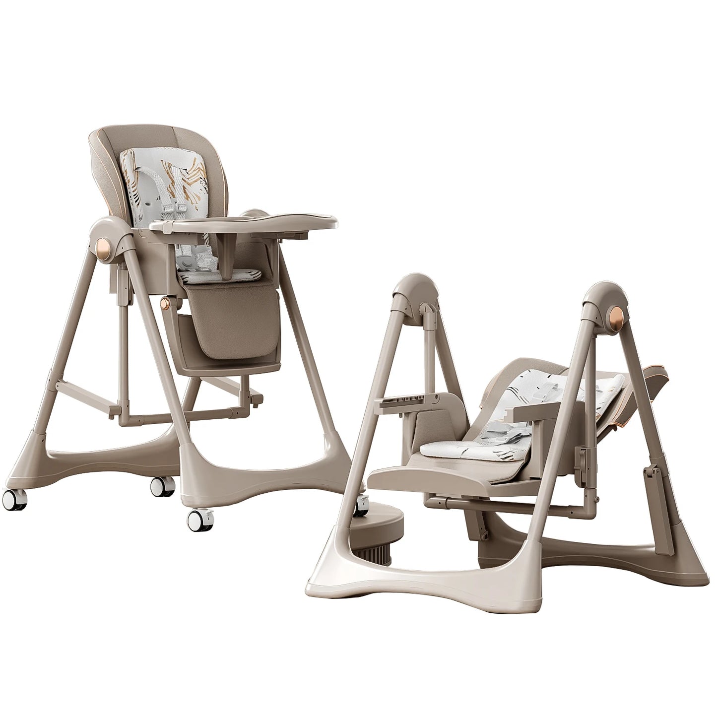 Chaise Haute Bébé 2-en-1 avec Mode Bercante - Confort et Liberté de 6 Mois à 3 Ans