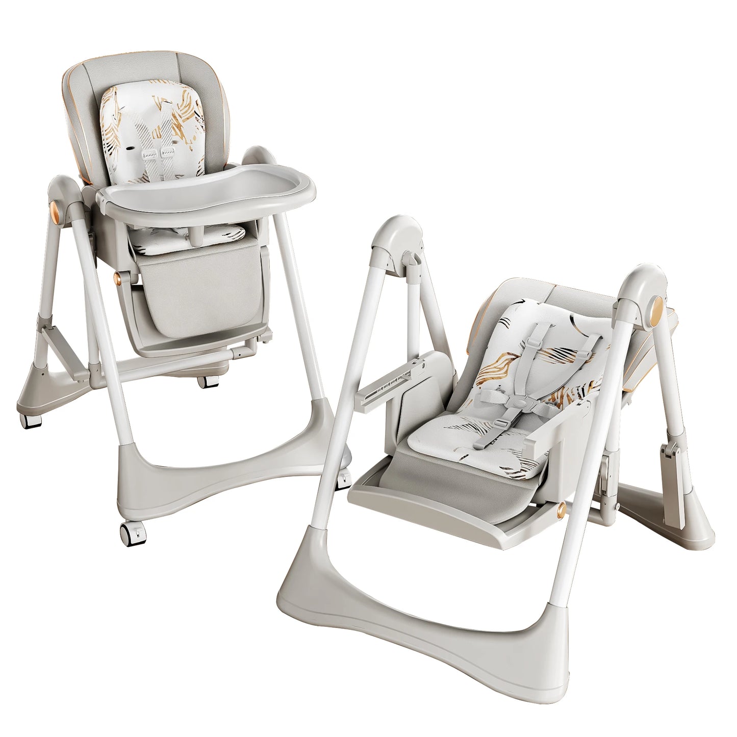Chaise Haute Bébé 2-en-1 avec Mode Bercante - Confort et Liberté de 6 Mois à 3 Ans