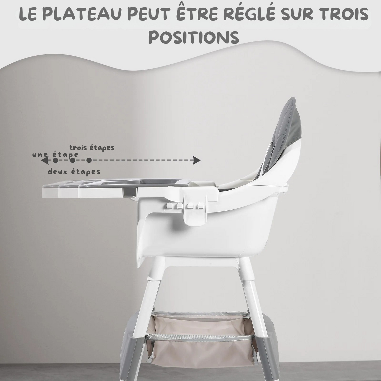 Chaise Haute Bébé Pliable avec Coussin en Simili-Cuir - Plateau Double et Sécurité Maximale