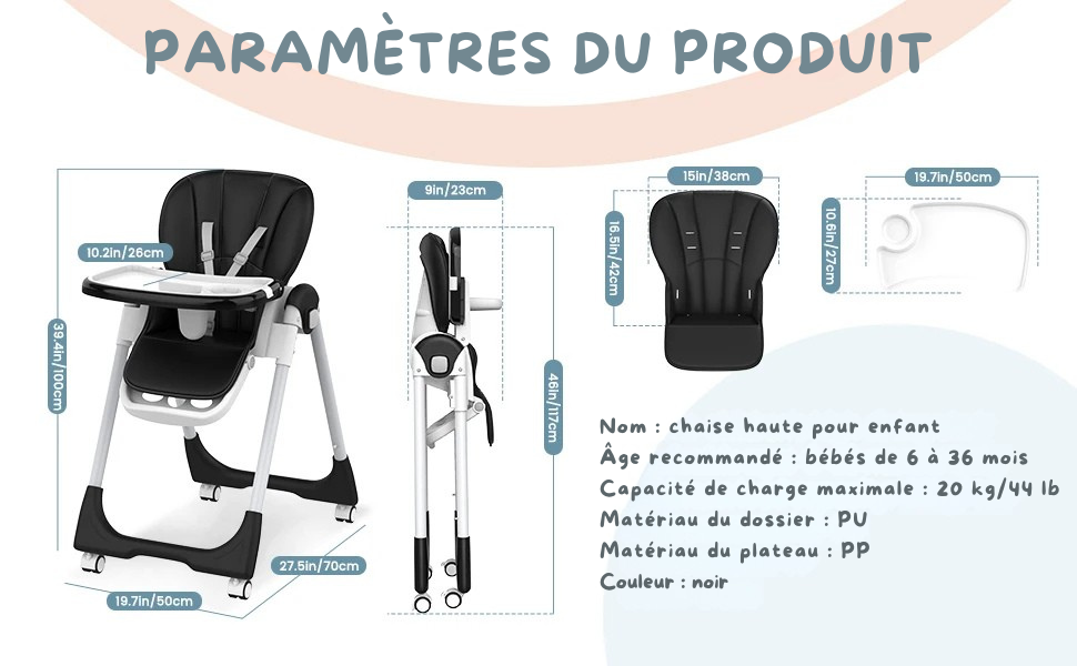 Chaise Haute Évolutive 8-en-1 - L'Alliance Parfaite du Confort et de la Sécurité (6-36 mois)