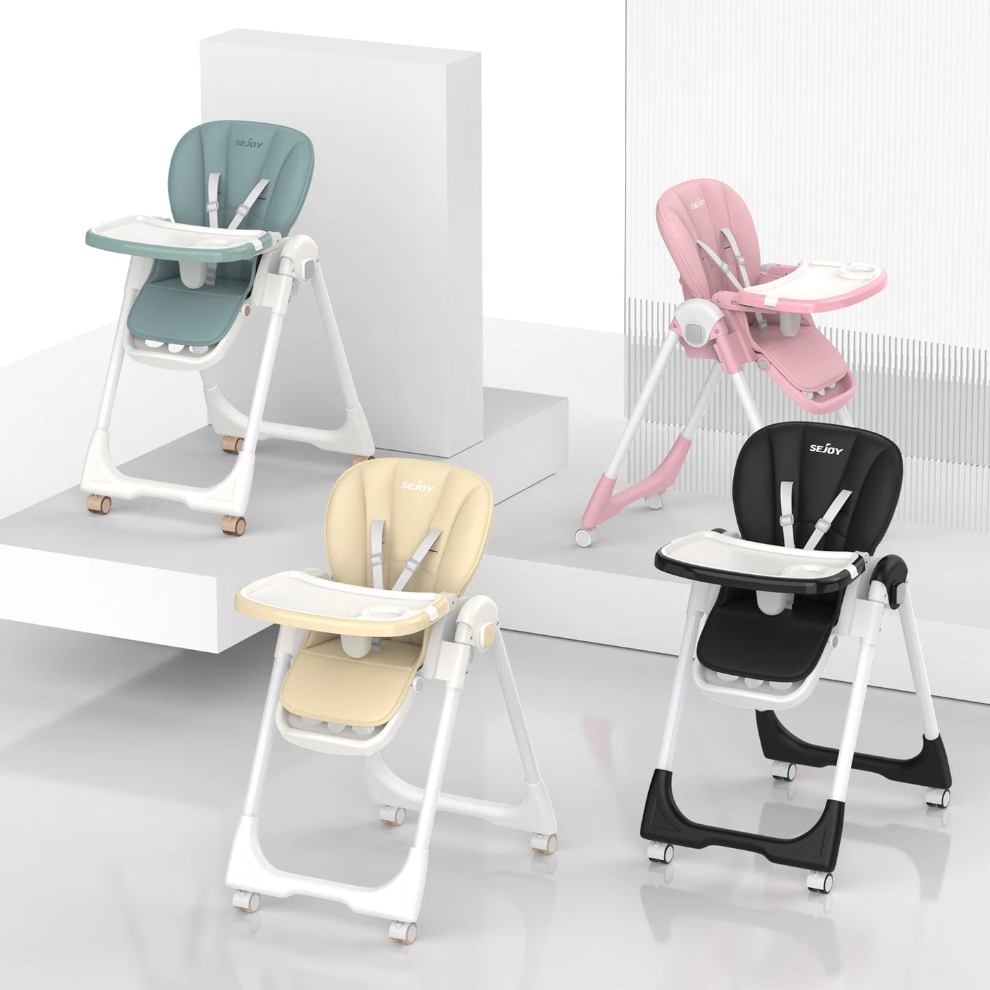 Chaise Haute Évolutive 8-en-1 - L'Alliance Parfaite du Confort et de la Sécurité (6-36 mois)