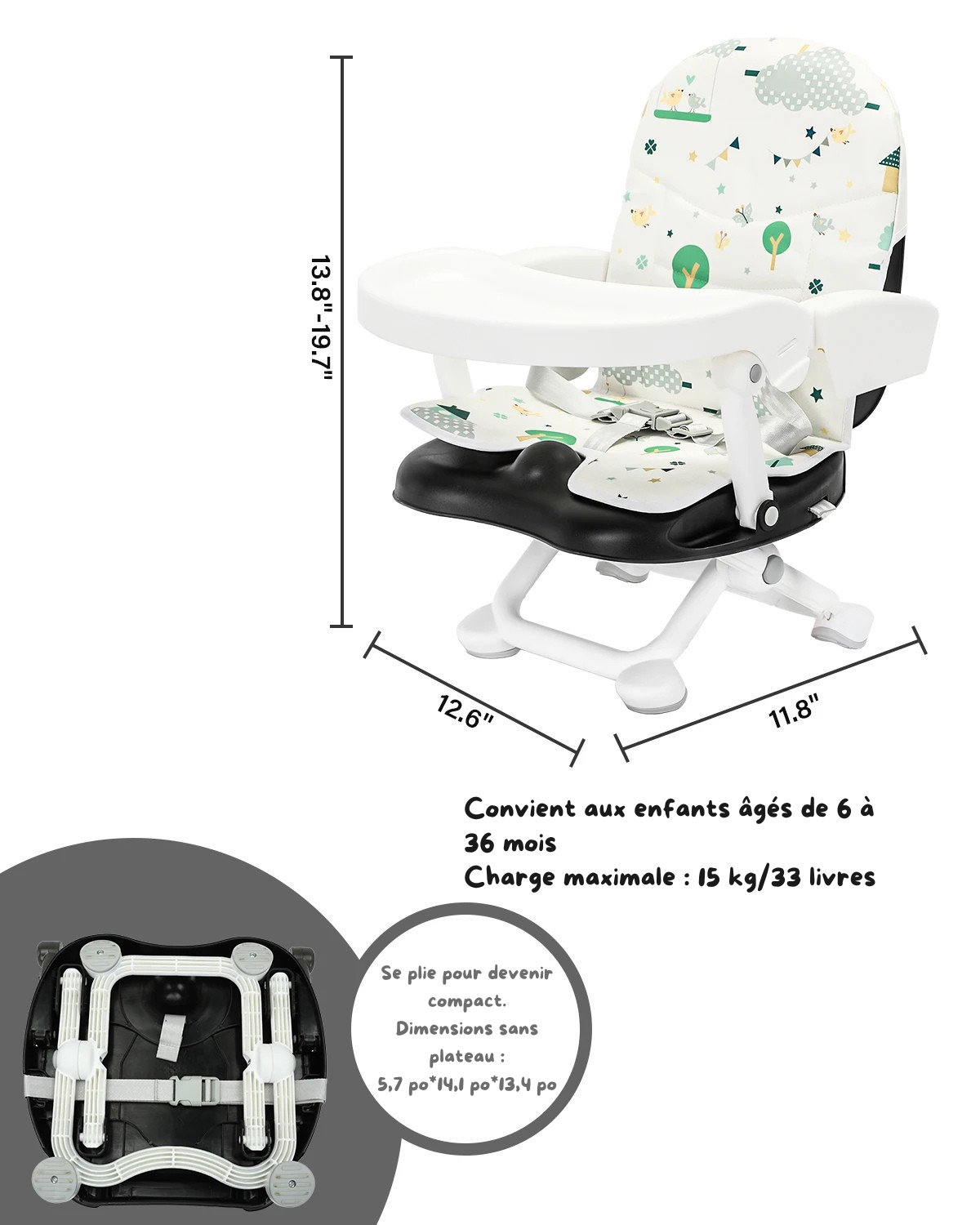 Chaise Haute Pliable à Fixer - Siège Bébé Universel pour 6 à 36 Mois